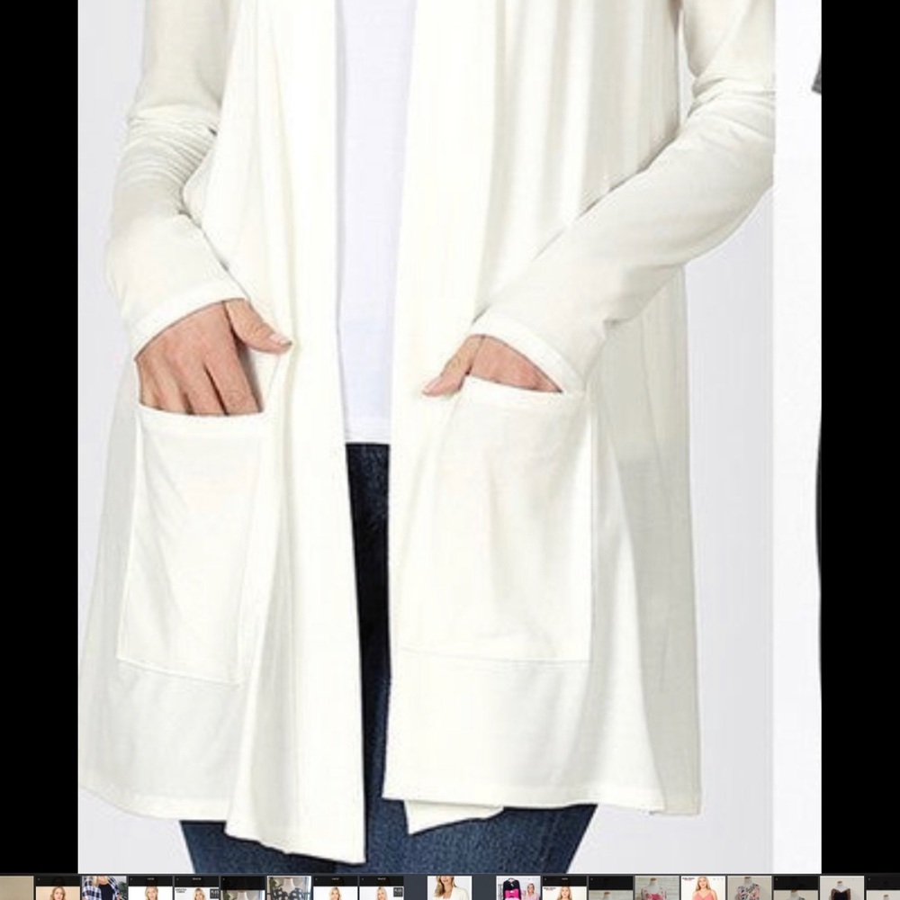 Zenana Premium Slouchy Pocket Cardigan-Ivory